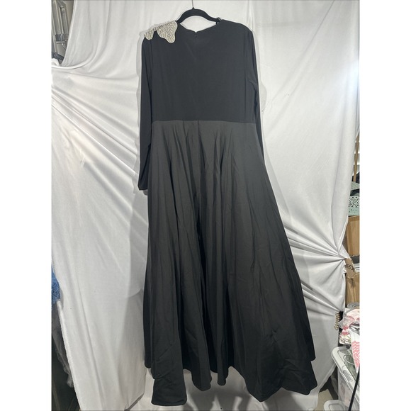 NWT MAC DUGGAL [ 16 ] 11832‎ Long Sleeve Taffeta 3D Flower Ball Gown Black S1909 - Picture 12 of 14